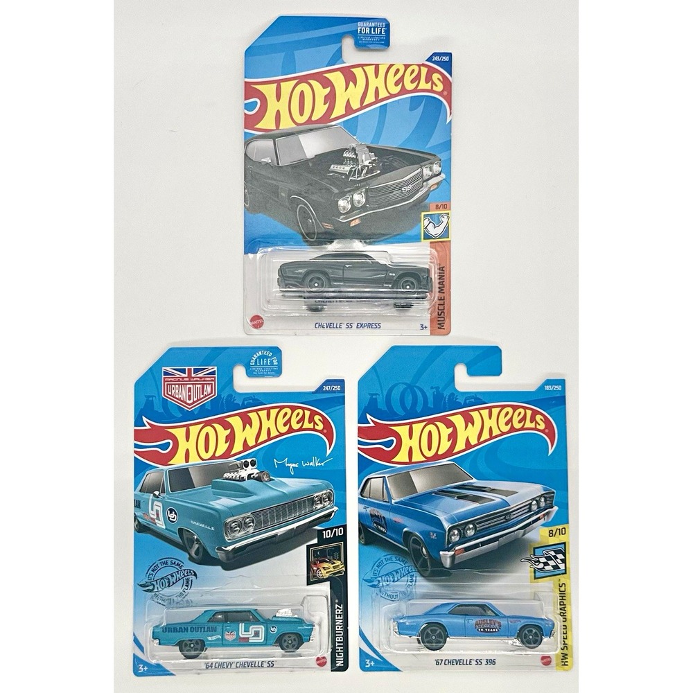 Hot Wheels Chevelle Lot of 3 '64 Chevy Chevelle SS '67 SS 396 SS Express 1:64